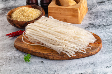 Raw dry pho noodles for cooking