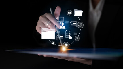 Document management system for secure file storage, organized access, and efficient digital workflow including verification, upload, analytics, and approval process Latch