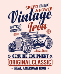 Retro vintage motorcycle label design with classic typography and decorative elements