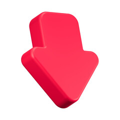 3d rendering icon down arrow red color