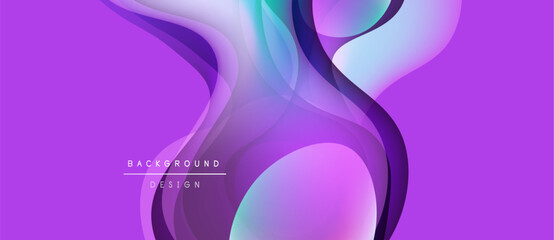 Abstract purple background. Flowing shapes overlap, creating dynamic visual effect. Modern design elements present.