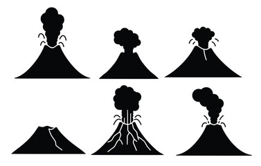 various volcano icons isolated on white background 