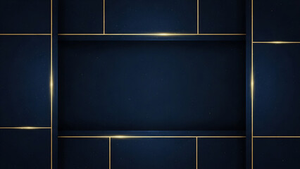 ネイビーとゴールドラインが輝く高級感のある抽象的な背景デザイン
