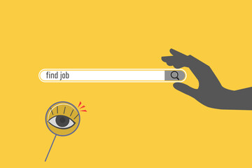 Hiring or recruitment website banner vector template with businessman and businesswoman . Job vacancy advertisement. yellow background