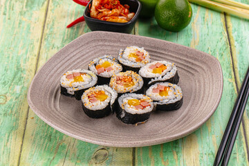 Koream homemade roll Kimbap with nori seaweed
