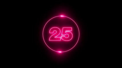 Glowing neon countdown text from 30 to 0 animation isolated on Black Background. - Powered by Adobe