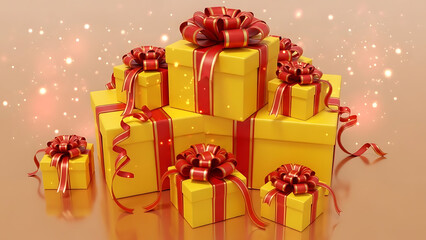 Elegant Luxury Gift Boxes with Golden Ribbons – Festive Celebration, Premium Wrapped Presents – Sparkling Holiday Gift Collection

Golden Ribbon Gift Packaging – Glamorous Festive Surprise