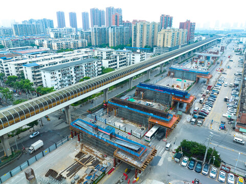 Wuhan Highway 107 Construction Site Aerial View, China