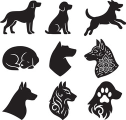 Dog Silhouette Master Bundle 8 Premium Icons.eps