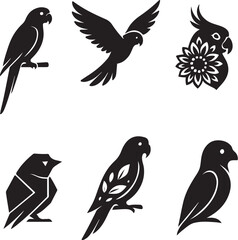 Parrot & Bird Pet Silhouette Bundle ? 8 Icons.eps