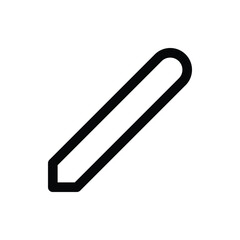 A minimalist black outline icon representing the tip of a pencil, isolated on a white background. Music and Media single line icon UI design.