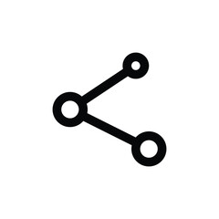 A minimalist black icon featuring three interconnected circles, symbolizing data sharing, networking, or communication. Music and Media single line icon UI design.