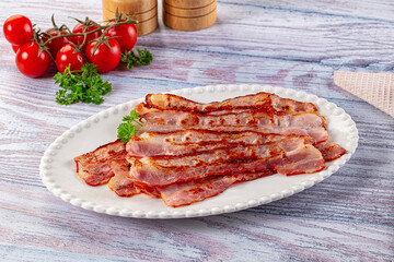 Fried pork bacon for breakfast