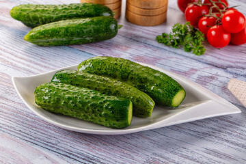 Homemade lightly salted cucumbers snack