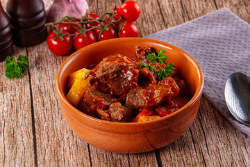 Stew Hungarian goulash with beef and vegetables