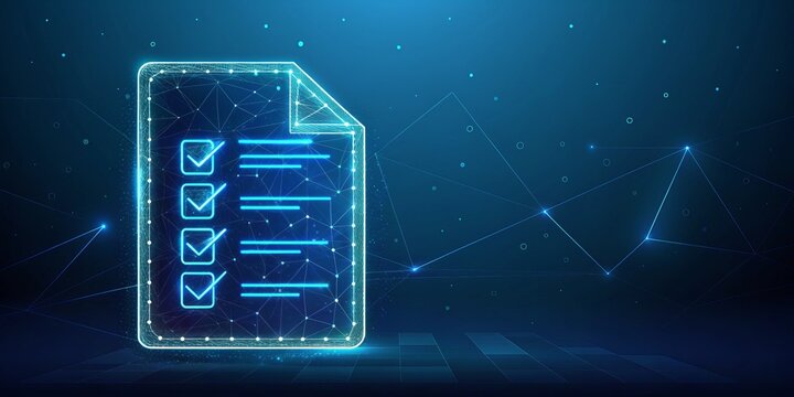 Glowing Digital Checklist Document Interface
