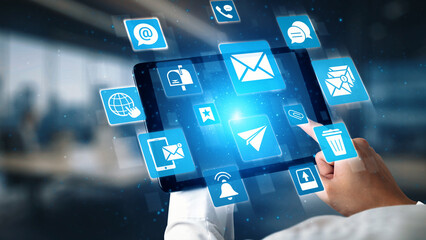 Email icons show digital communication, email service, and inbox management. Email supports online messaging, email notification, and secure exchange. Gist