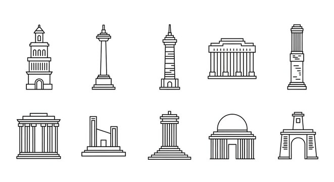 Architectural Icons in Monochrome: A collection of architectural icons, each a testament to design and history. From towering structures to intricate details.