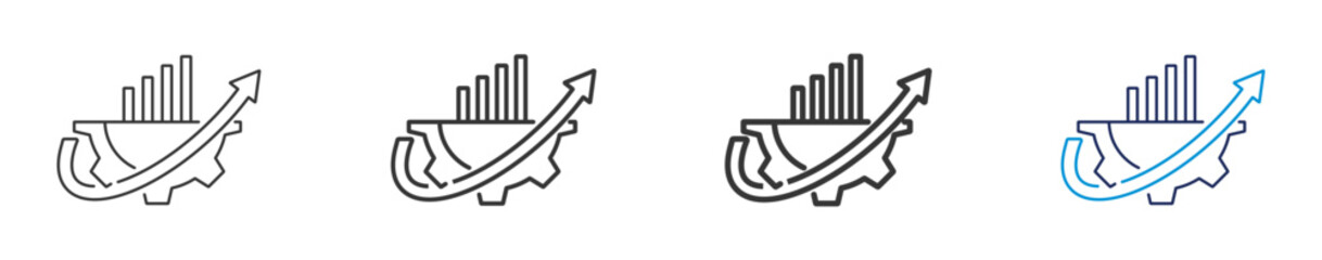  A collection of illustration development icons that shape the future with various line styles, thicknesses and colors on a white background.
