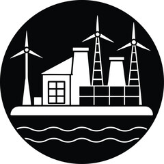 Modern renewable energy plant icon for sustainable power generation concepts