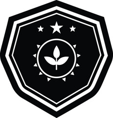 Eco friendly badge icon for environmental protection and sustainability