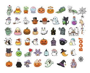 50 vector stickers of halloween