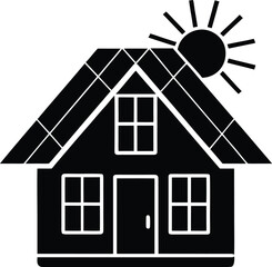 Modern solar powered house icon with clean lines