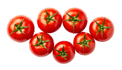 みずみずしい赤いトマトの新鮮さを際立たせたフレッシュフードコンセプト｜背景なし・透過PNG・コピースペース