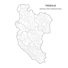 Vector Map of Trebinje Mesoregion (Mezoregija Trebinje) with Settlements (Naselja), and Cities and Municipalities (Gradovi i Općine, Gradovi i Opštine) - Republika Srpska, Bosnia and Herzegovina 2025