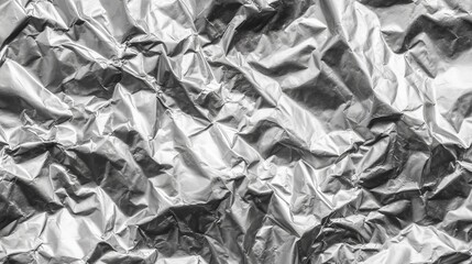 Crumpled Aluminum Foil Texture Close-Up