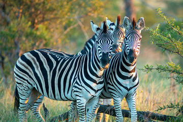 zebra in the wild at sunset © paolo