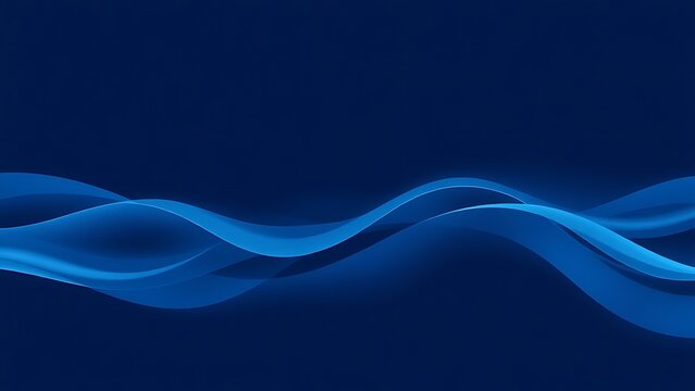 unanimity. Flowing wave patterns in deep blue with elegant curves and smooth gradients, minimalist aquatic scene. travel magazines, destination branding, designed for travel destination branding.