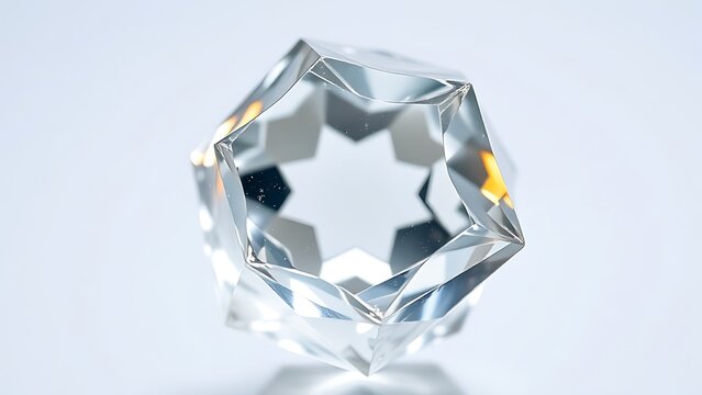 condoning. A naturally formed icosahedral crystal mineral, refracting geometric light in soft natural lighting against a clean background. STEM education sheets.