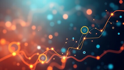 contradictory. Abstract data analytics concept with flowing connections and symbolic elements on a modern background. pitch deck slides.