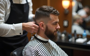 Barbers in the hair salon. High quality