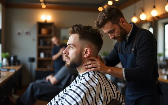 Barbers in the hair salon. High quality