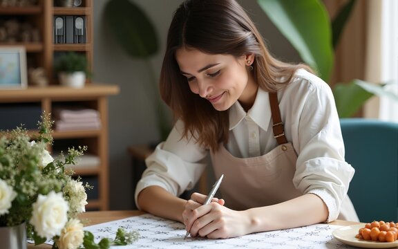 floral designer working. High quality