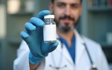 male doctor holding a bottle. High quality