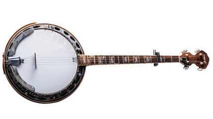 Top view of a fivestring banjo isolated on transparent background