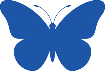 Blue butterfly silhouette on a clean white background insect