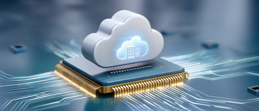 Cloud server chip concept with ai healthcare cloud network glowing processor