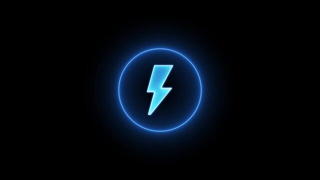 Neon glowing battery charging icon .Neon battery icon concept. Glowing neon charging icon isolated. Neon lighting icon animation .