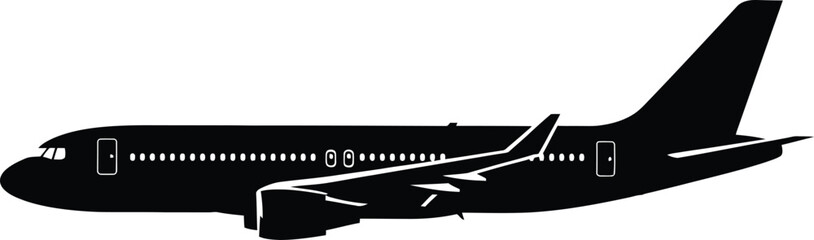 Passenger airplane silhouette vector