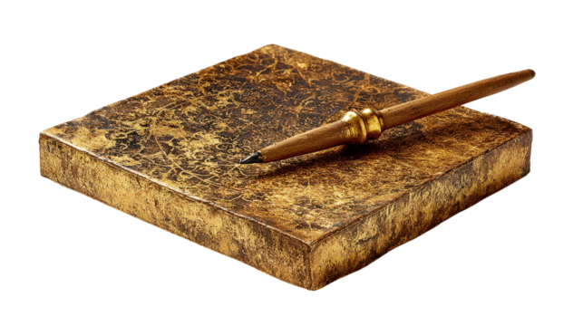 Ancient Viking brooch with Norse design background isolated on a Transparent background, PNG file.