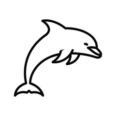 Dynamic outline illustration of a graceful dolphin leaping through water graphic element