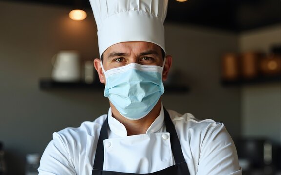 Professional chef or cook with protective mask. High quality