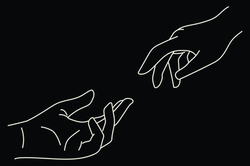 Minimal Line Art Two Hands Reaching Out