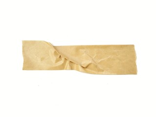 Brown adhesive tape piece isolated on white background 