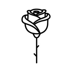 Stylized rose flower line art icon vector illustration. outline design element for love, romance, nature