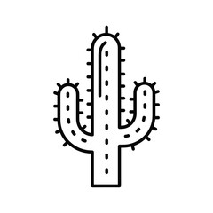 Stylized saguaro cactus desert plant outline icon vector illustration in minimal line art design